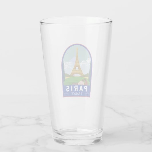 Paris Frankreich Retro Reisen Vintag Glas (Rückseite)