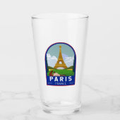 Paris Frankreich Retro Reisen Vintag Glas (Vorderseite)