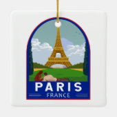 Paris Frankreich Retro Reisen Vintag Keramikornament (Rückseite)