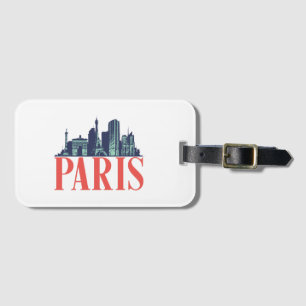 Paris Frankreich Retro-Stadt-Skyline Vintage-Stadt Gepäckanhänger