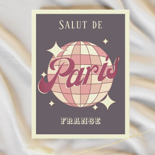 Paris Frankreich Retro Vintage lila Postkarte