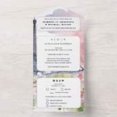 Paris Frankreich Romantischer Aquarellturm Rosa Ei All In One Einladung (Innen Boden)