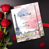 Paris Frankreich Romantischer Aquarellturm Rosa Ei Save The Date