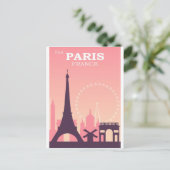 Paris Frankreich Rosa Vintage Reise Postkarte (Stehend Vorderseite)