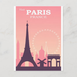 Paris Frankreich Rosa Vintage Reise Postkarte