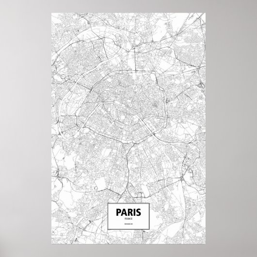 Paris, Frankreich (schwarz auf weiß) Poster (Vorne)