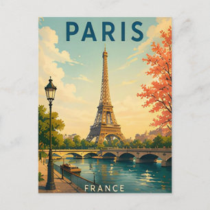 Paris Frankreich Seine Fluss Eiffelturm Romantik Postkarte
