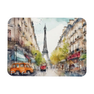Paris Frankreich Silhouette Wasserfarbe Magnet
