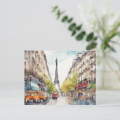 Paris Frankreich Silhouette Wasserfarbe Postkarte (Stehend Vorderseite)