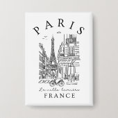 Paris Frankreich – Skizze mit Eiffelturm & Café Button (Vorderseite)