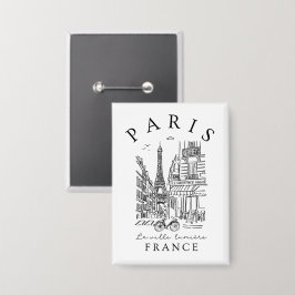 Paris Frankreich – Skizze mit Eiffelturm & Café Button