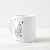Paris Frankreich – Skizze mit Eiffelturm & Café Kaffeetasse (Vorderseite Links)