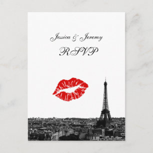 Paris Frankreich Skyline Kuss #1 BW RSVP 1 Einladungspostkarte