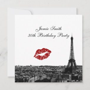 Paris Frankreich Skyline Kuss #1 SW Geburtstag Einladung