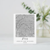 Paris Frankreich Stadt Karte Datum Schwarz-weiß (Stehend Vorderseite)