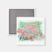 Paris Frankreich Stadt Liebe Illustrierte Fahrkart Magnet (Vorderseite/Rückseite)