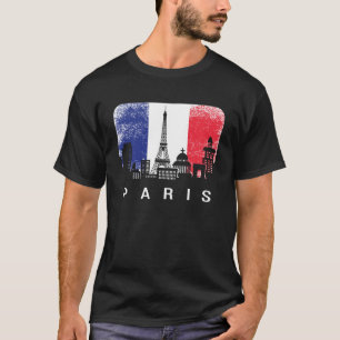 Paris Frankreich Stadt Skyline Vintage Französisch T-Shirt