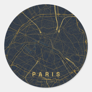 Paris Frankreich Stadtplan Minimalistisches Design Runder Aufkleber
