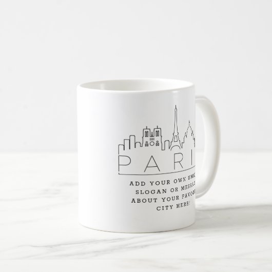 Paris Frankreich Stilisierte Skyline | Benutzerdef Kaffeetasse (VorderseiteRechts)