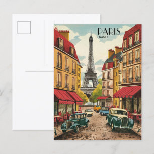 Paris Frankreich Tour Eiffel vintage alte Straßen Postkarte