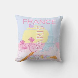 Paris, Frankreich, Travel Art, Preppy, Blue Kissen