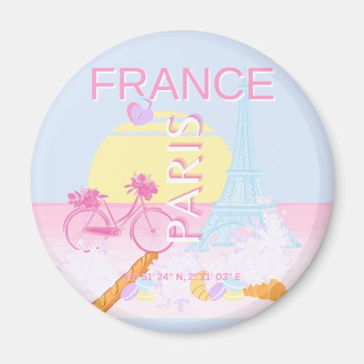 Paris, Frankreich, Travel Art, Preppy, Blue Magnet (Vorne)