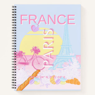 Paris, Frankreich, Travel Art, Preppy, Blue Notizblock