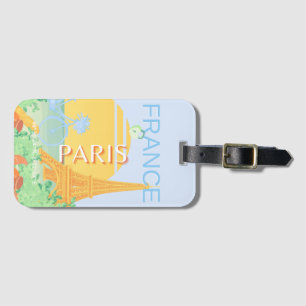 Paris, Frankreich, Travel Art, Preppy, Pastel, Blu Gepäckanhänger
