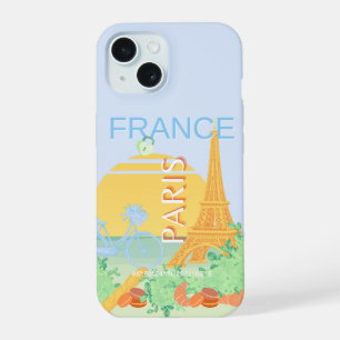 Paris, Frankreich, Travel Art, Preppy, Pastel, Blu iPhone 15 Hülle