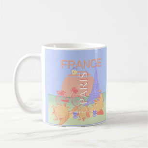 Paris, Frankreich, Travel Art, Preppy, Pastel, Blu Kaffeetasse