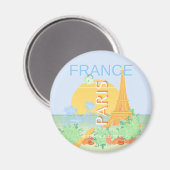 Paris, Frankreich, Travel Art, Preppy, Pastel, Blu Magnet (Vorderseite/Rückseite)