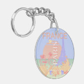 Paris, Frankreich, Travel Art, Preppy, Pastel, Blu Schlüsselanhänger (Vorderseite links)