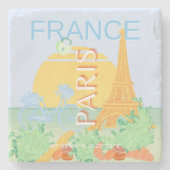 Paris, Frankreich, Travel Art, Preppy, Pastel, Blu Steinuntersetzer (Vorderseite)