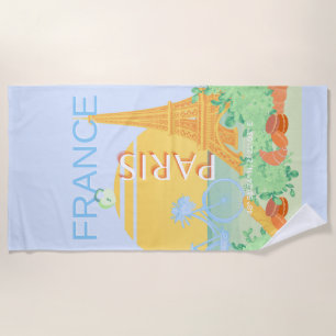 Paris, Frankreich, Travel Art, Preppy, Pastel, Blu Strandtuch