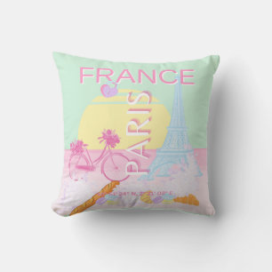 Paris, Frankreich, Travel Art, Preppy, Pastel Kissen