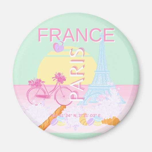 Paris, Frankreich, Travel Art, Preppy, Pastel Magnet (Vorne)
