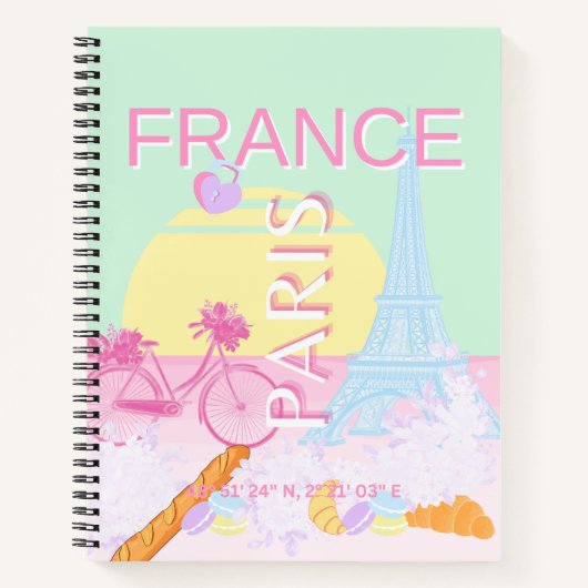 Paris, Frankreich, Travel Art, Preppy, Pastel Notizblock (Vorderseite)