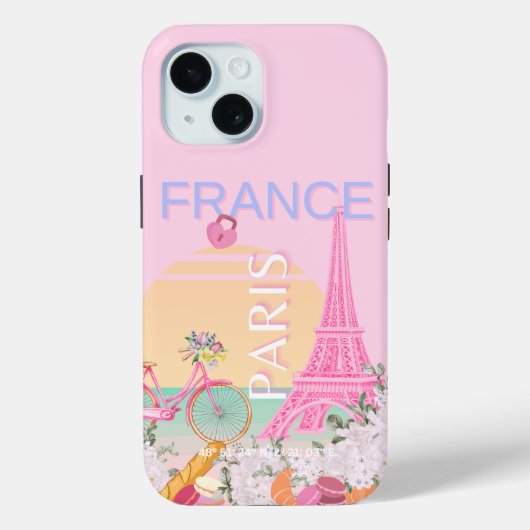 Paris, Frankreich, Travel Art, Preppy, Pastel, Pin Case-Mate iPhone Hülle (Rückseite)