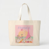 Paris, Frankreich, Travel Art, Preppy, Pastel, Pin Jumbo Stoffbeutel (Vorne)