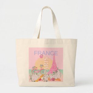 Paris, Frankreich, Travel Art, Preppy, Pastel, Pin Jumbo Stoffbeutel