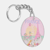 Paris, Frankreich, Travel Art, Preppy, Pastel, Pin Schlüsselanhänger (Vorderseite links)