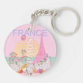 Paris, Frankreich, Travel Art, Preppy, Pastel, Pin Schlüsselanhänger (Rückseite)