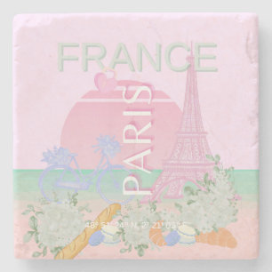 Paris, Frankreich, Travel Art, Preppy, Pastel, Pin Steinuntersetzer