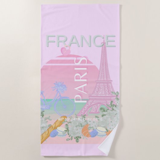 Paris, Frankreich, Travel Art, Preppy, Pastel, Pin Strandtuch (Vorderseite)