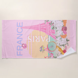 Paris, Frankreich, Travel Art, Preppy, Pastel, Pin Strandtuch