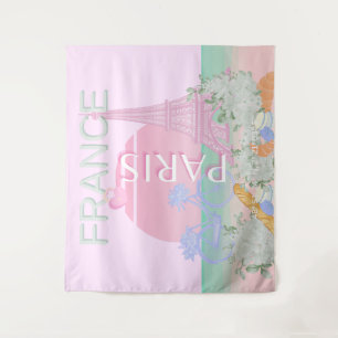 Paris, Frankreich, Travel Art, Preppy, Pastel, Pin Wandteppich