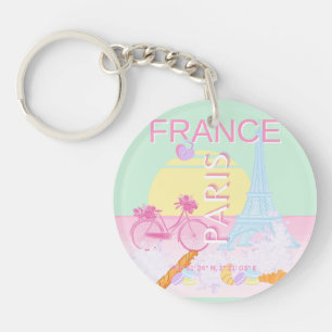 Paris, Frankreich, Travel Art, Preppy, Pastel Schlüsselanhänger