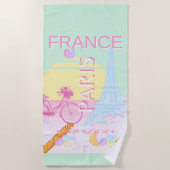 Paris, Frankreich, Travel Art, Preppy, Pastel Strandtuch (Vorderseite)