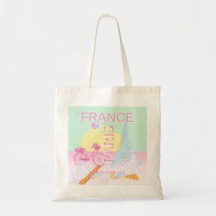 Paris, Frankreich, Travel Art, Preppy, Pastel Tragetasche