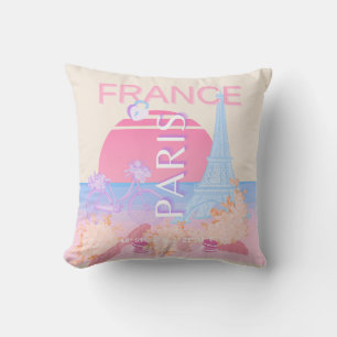 Paris, Frankreich, Travel Art, Preppy, Pastell Kissen